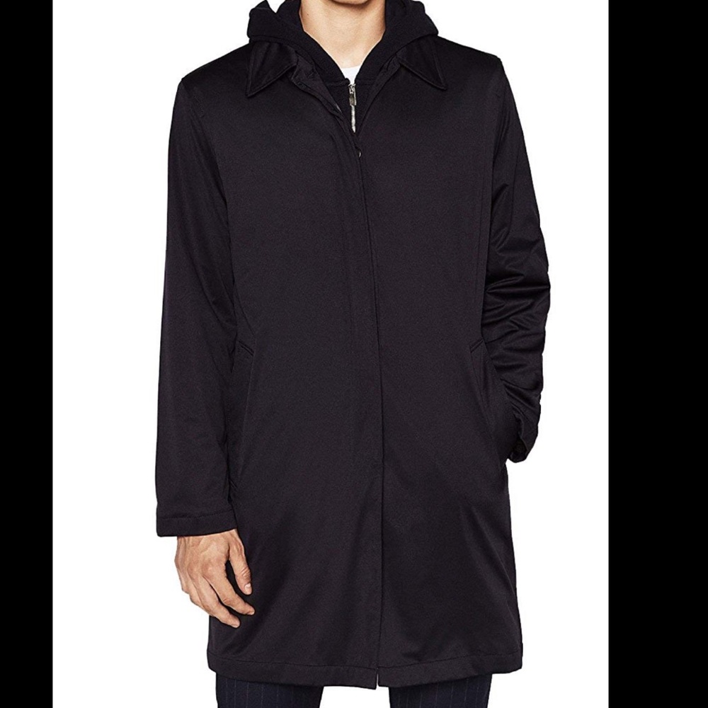 Zara Man black trench coat with hidden buttons
